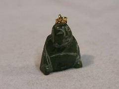 Vintage Solid Carved Green Jade Buddha Pendant Charm 6 grams