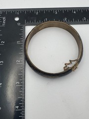 Vintage Siam Bracelet Sterling Silver Niello Enamel Bangle Longship Etched 7.25
