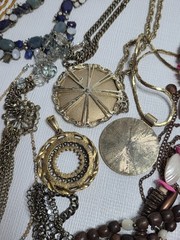 Vintage Unique Jewlery Lot Copper Wood Glass Metal Bead Necklaces