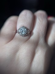 Art Deco Diamond Engagement Ring 14k White Gold