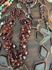 COLLECTOR ESTATE lot Hippie &Modernist Jewelry Boho Amethyst Bib Collar Necklace