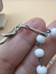 Vtg Coro Necklace Choker White & Silver-toned Enamel Leaf Adjustable Length