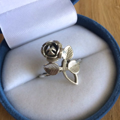 Vintage Silver Jewelry Ring Rose Shape Unmarked Made in Ukraine