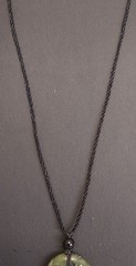 Natural Dark Green Nephrite Jade Pi Donut Pendant Necklace Lucky Cord 1″ ~~READ~