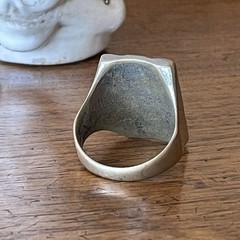Vintage 1950s Mexican Biker Ring in Brass with Skull & Bones Cool Design Size 12