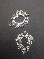 31494 2 Pc Matte Silver Oxidized Victorian Floral Spray Jewelry Finding