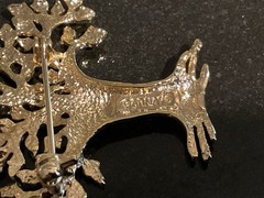 GARNAY Vintage ‘Tree Of Life’ Gold Tone & Enamel Brooch/Pendant 1 5/8” X 1 1/4”