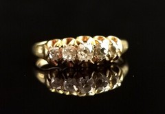 Antique five stone diamond ring, 18ct gold, Victorian