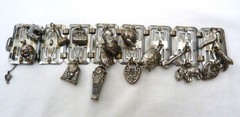 VINTAGE 1930’s MAN ON THE MOON EGYPTIAN REVIVAL ELEPHANT BUDDHA CHARMS BRACELET