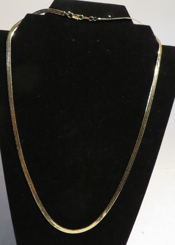 Vintage 14k GF Gold Tone Herringbone Chain Necklace 24″ Unbranded Tone Fashion