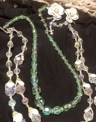Vendome Jewelry Set, 2 Necklaces, Australian Crystal, Earrings, Bracelet, Green