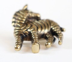 VTG Standing Zebra Brooch Pin Gold Tone Etched Stripes Statement Jewelry Africa