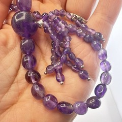 Jay King Necklace Amethyst Purple Tassel Dangle Drop Sterling Silver Beaded 925
