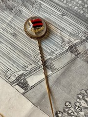 Antique 15k Reverse Painted “Florence” Reverse Painted Essex Crystal Stick Pin