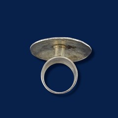 Vintage Suzanne St. Claire Sterling Silver Hammered Disc Ring Size 7.5