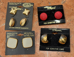 SIMPLY WHISPER VINTAGE 1980 GLAM ERA ENAMEL GOLD LUCITE EARRINGS LOT 15 PAIR NEW