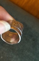 Vtg Didae Israel Sterling Silver 925 Wide Band Modernist Opal Ring Size 5 1/2