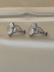 Art Deco Antique Sterling Rock Crystal Hexagon Star earrings