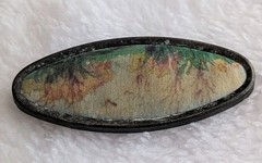 Vintage Framed Art Brooch Hand Painted On Silk Birds Flowers Landscape Design