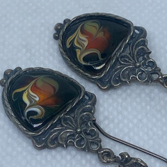 Vintage earrings. USSR porcelain. Hand painted. Enamel.Russian. Finift . 7.99 g.