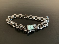 Vintage American STERLING SILVER 7″ Charm BRACELET Triple Link Chain 1960s 925