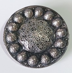 Vtg (Antique?) Norwegian Pewter FINN? Nordic Viking Shield Brooch Pendant
