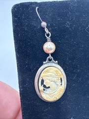 Vintage Sorrento Sterling Silver Cameo Filigree Earrings
