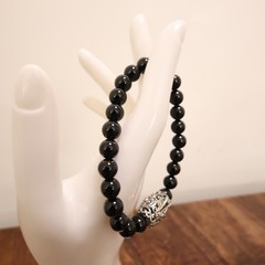 Carolyn Pollack bracelet Relios black onyx beads silver magnetic clasp 6.75in