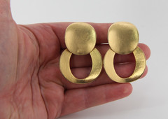 Vintage 1980s Brushed Mate Gold Tone Runway Bold Modernist Statement Earrings