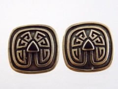 Sterling Silver Black Onyx Glyph Stud Earrings 925 Geometric Studs 6.9g .75 Inch