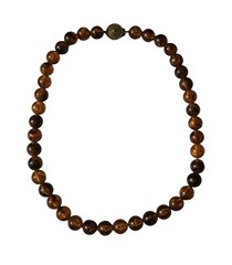 Vtg Honey Amber? Brown Black Swirl Lucite Single Strand Bead Necklace Choker