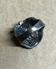 Vintage G & S Gordon Smith 1985 Skull Mask Black Signed Biker Ring Sz 11.75