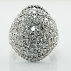Diamond Ring 14K White Gold Cluster Cocktail 3.00ct TDW VJ