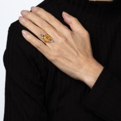 Multi Gemstone Ring Opal Sapphire Diamond Sz 6.5 14k Yellow Gold Cocktail