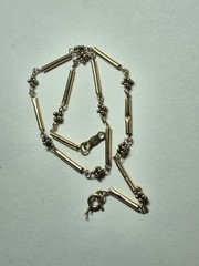 Womens 14k Gold Bar And Ball Link Chain Bracelet Or Anklet 9.5″ 2g Unknown Stamp