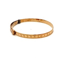 Vintage Signed 14k Gold Filled Marathon Heart Pattern Adjustable Bracelet 5 1/2