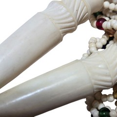 Vintage Multi Strand Beaded Necklace White Green Yellow Red Blue Retro Jewelry