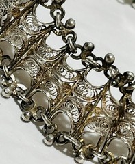 Antique European 800 Silver Filigree Bracelet 7.5 Inches Signed True Vintage