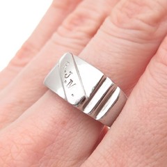 Silver-Tone Antique Art Deco Engraved RJM Signet Ring Size 9.75