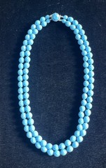 Vintage Classy Faceted Robin Egg Blue Glass Bead Necklace with Box Clasp
