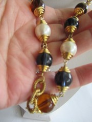 Vintage 1980’s gold plate cable chain Mogul Jewel tone Glass Necklace 28 in