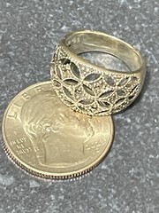 Sterling Silver Cut Out/Filigree Wide Dome Style Cocktail Ring Size 6 Vtg