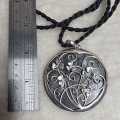 Large 2 Inch Sterling Silver Genuine Connemara Marble Shamrock Pendant
