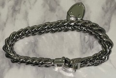 Silver Tone Chain Vintage Bracelet Lock No Key Jewelry XU-43