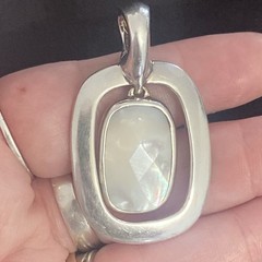 Vtg Espo 925 Sterling Silver Onyx & Mother Of Pearl (2) Charm Black Cord 16” 47G
