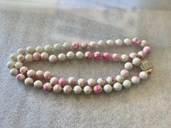 Vintage Beaded Necklaces Mixed Lot Pink Swirled Hong Kong-White Rosettes