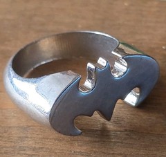 Vintage Batman Ring LOT Size 12 Silver Metal Band Symbol Stamped TM & DC Comics