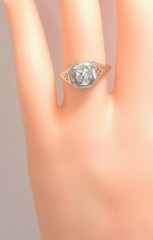 Antique Art Deco Belais Engagement 18K White Ring Size 6 UK-L1/2 EGL USA