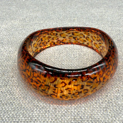 Vintage Lucite Bracelet Bangle Leopard Print Asymmetrical Size 7.5