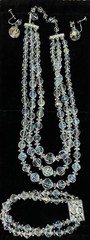 Vintage 1950s-1960s Aurora Borealis Necklace, Bracelet (choker?), & Earrings.